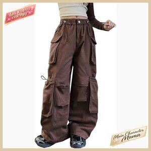 Vintage Y2K Cargo Pants Wide Leg Straight Streetwear Casual Multiple Pockets